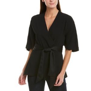 Trina Turk Black Unidos Wrap Top, NEW WITH TAGS!